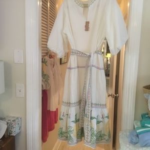 Roberta Roller Rabbit Pineapple Embroidered dress Size L NWT